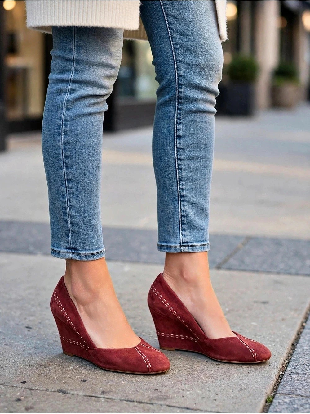 Cole Haan Suede Wedge Pumps in Red US 7.5